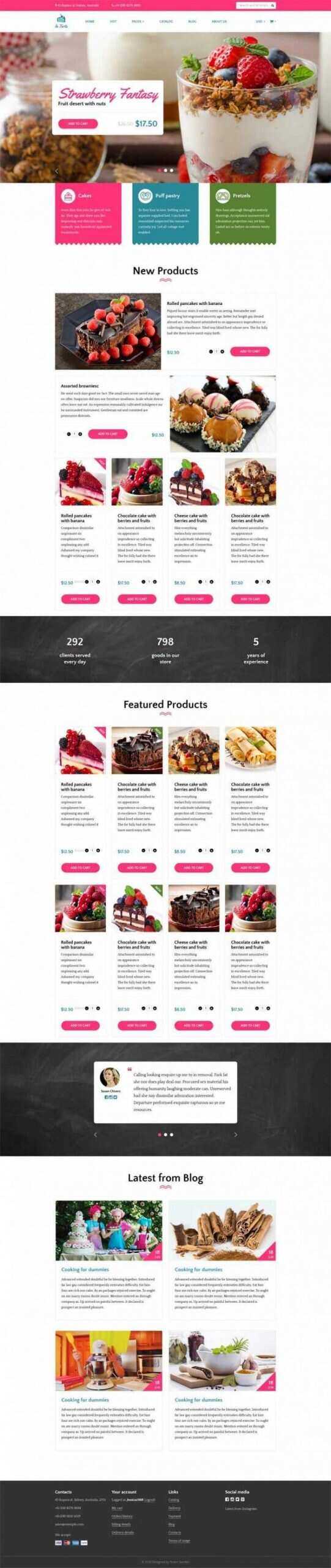 Bootstrap4响应式粉色甜品蛋糕店在线购买商城-星网科技 Grdy.cn