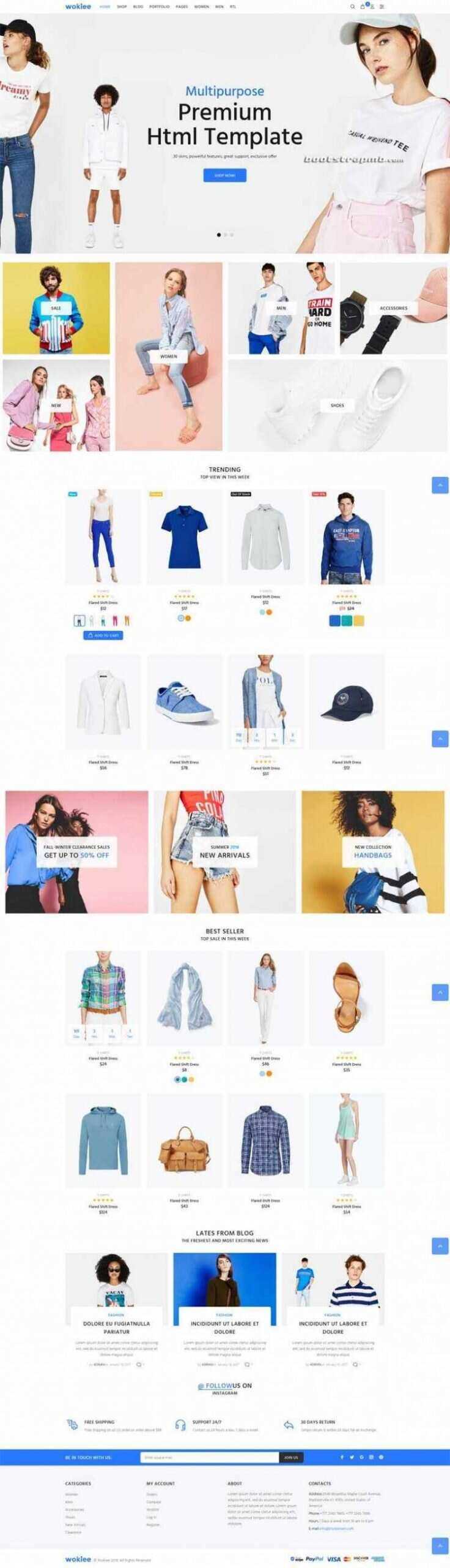 蓝色宽屏Bootstrap响应式服装购物商城-星网科技 Grdy.cn