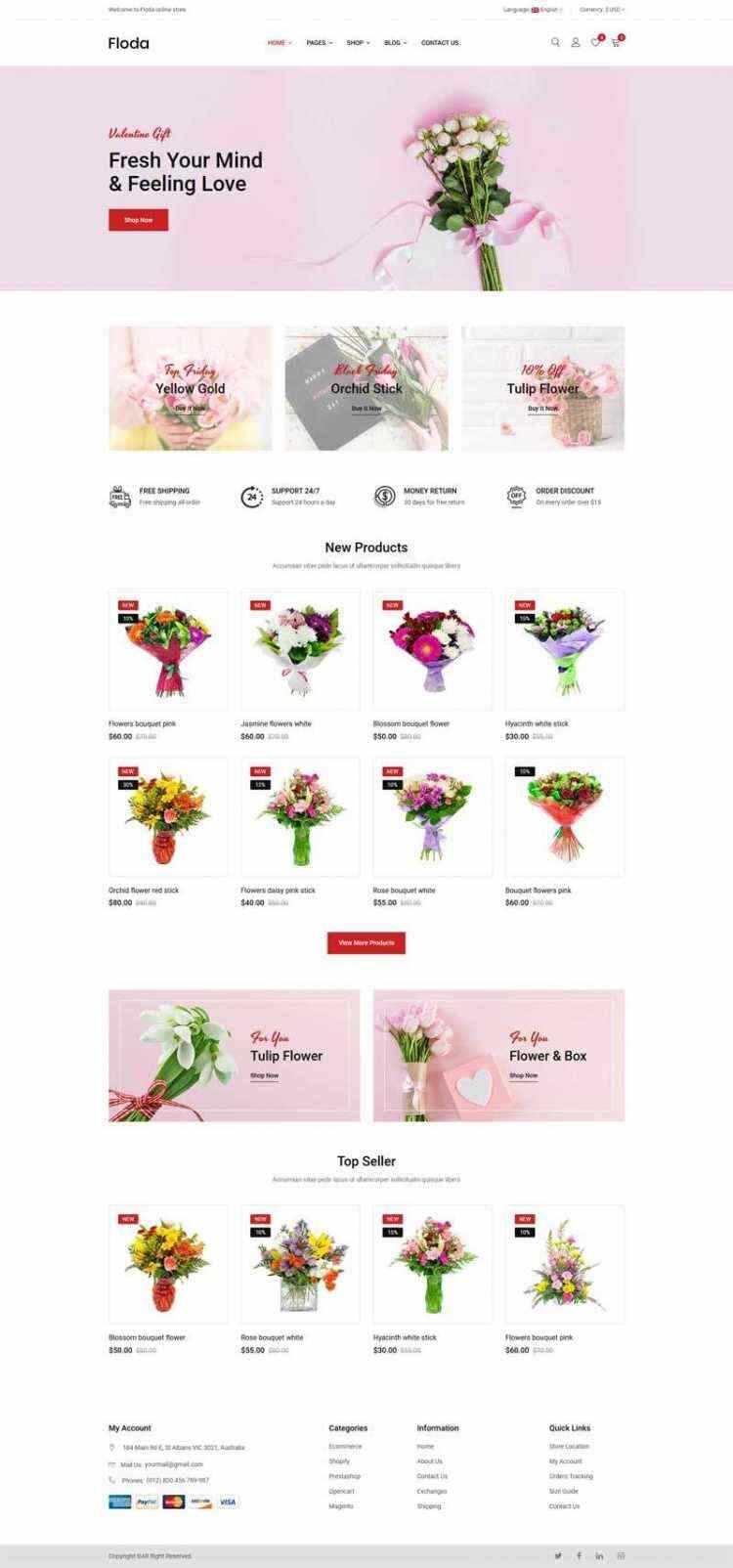 Bootstrap红色精美响应式鲜花花店电商网站-星网科技 Grdy.cn