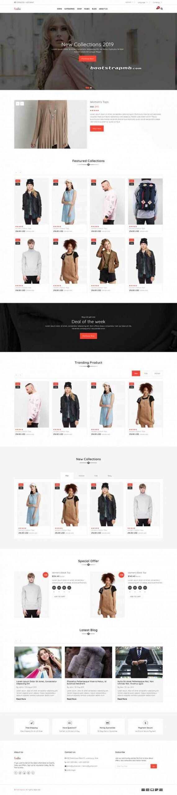 Bootstrap响应式英文服装商城-星网科技 Grdy.cn
