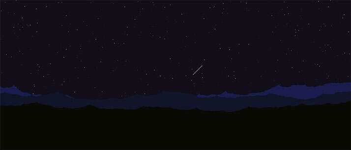 html5 canvas山顶夜空流星划过背景动画特效-星网科技 Grdy.cn