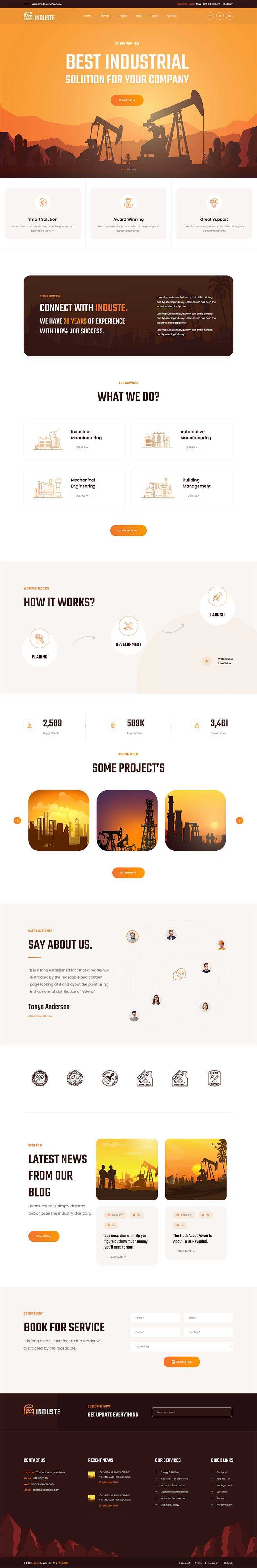 Bootstrap橙色多用途的工业生产企业网站html模板-星网科技 Grdy.cn