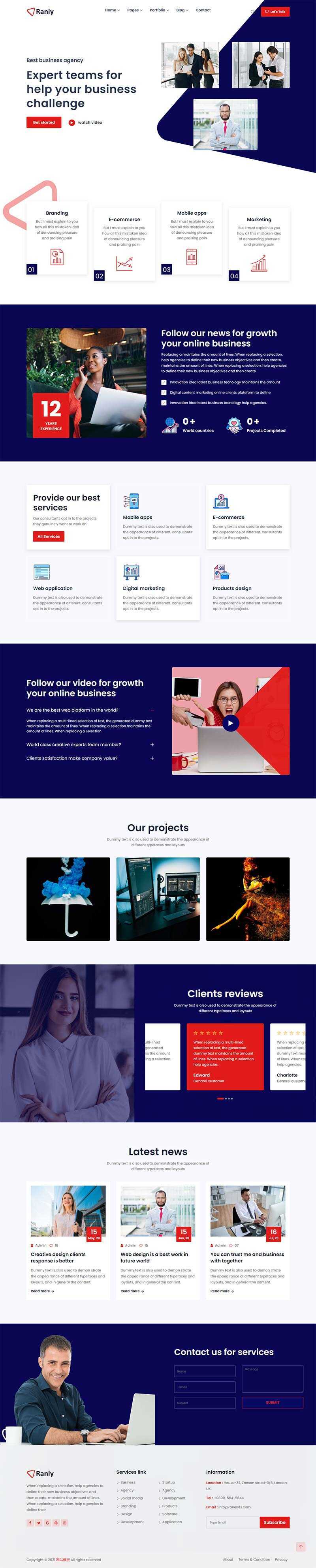 Bootstrap多用途的商业服务公司网站HTML模板-星网科技 Grdy.cn