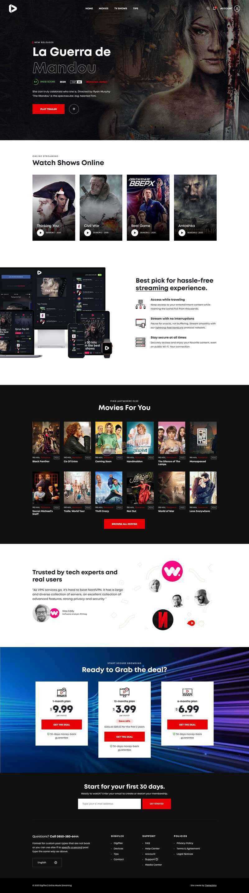 Bootstrap在线3D高清影院视频网页模板-星网科技 Grdy.cn