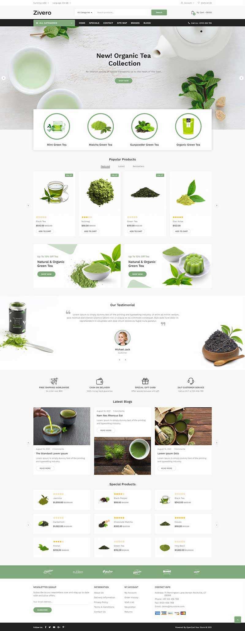 绿色小清新绿茶商城网站html模板-星网科技 Grdy.cn