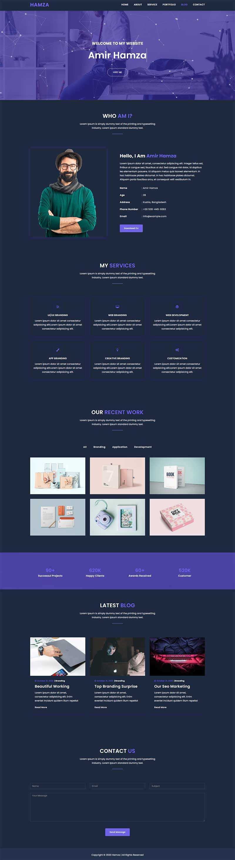 炫酷全屏个人作品集展示网页html模板-星网科技 Grdy.cn