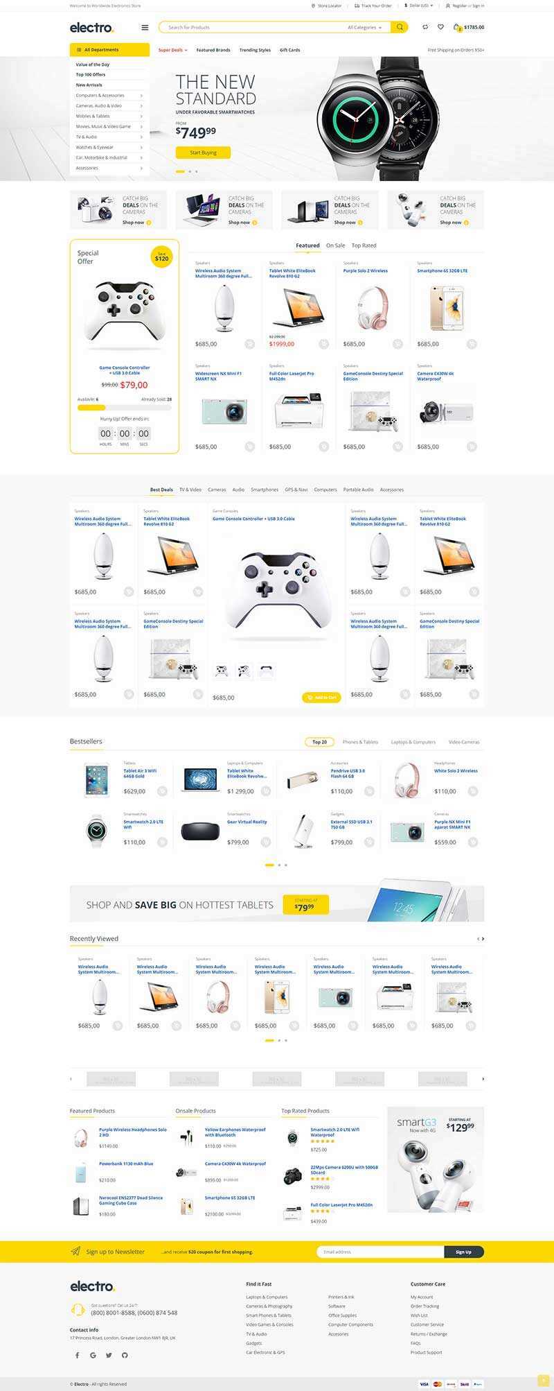 简洁明亮的综合型电子商城html模板-星网科技 Grdy.cn