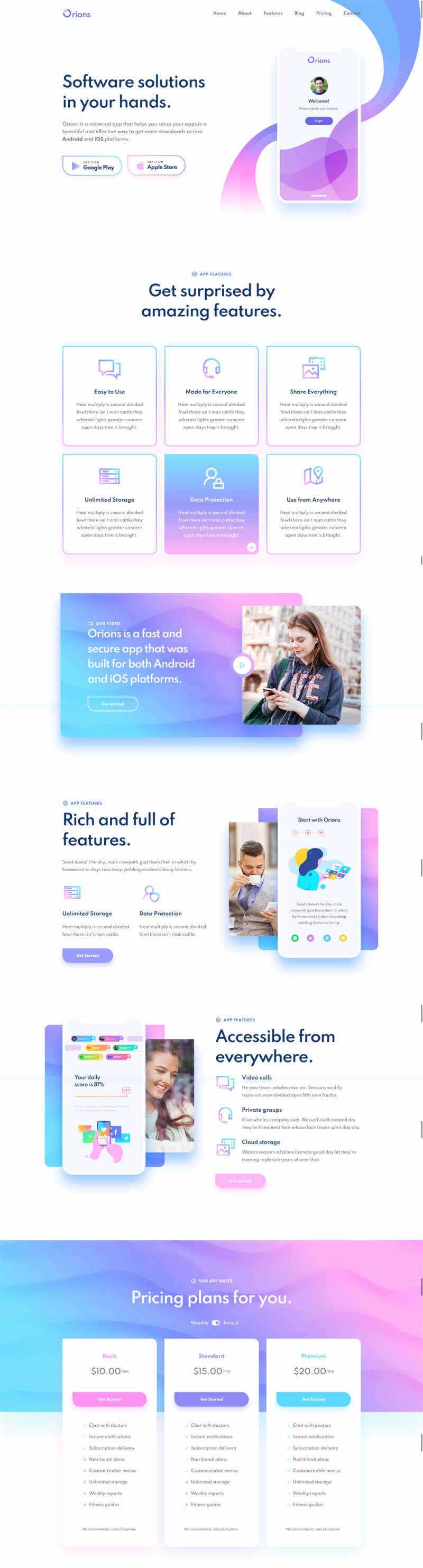 响应式app应用程序网页模板-星网科技 Grdy.cn