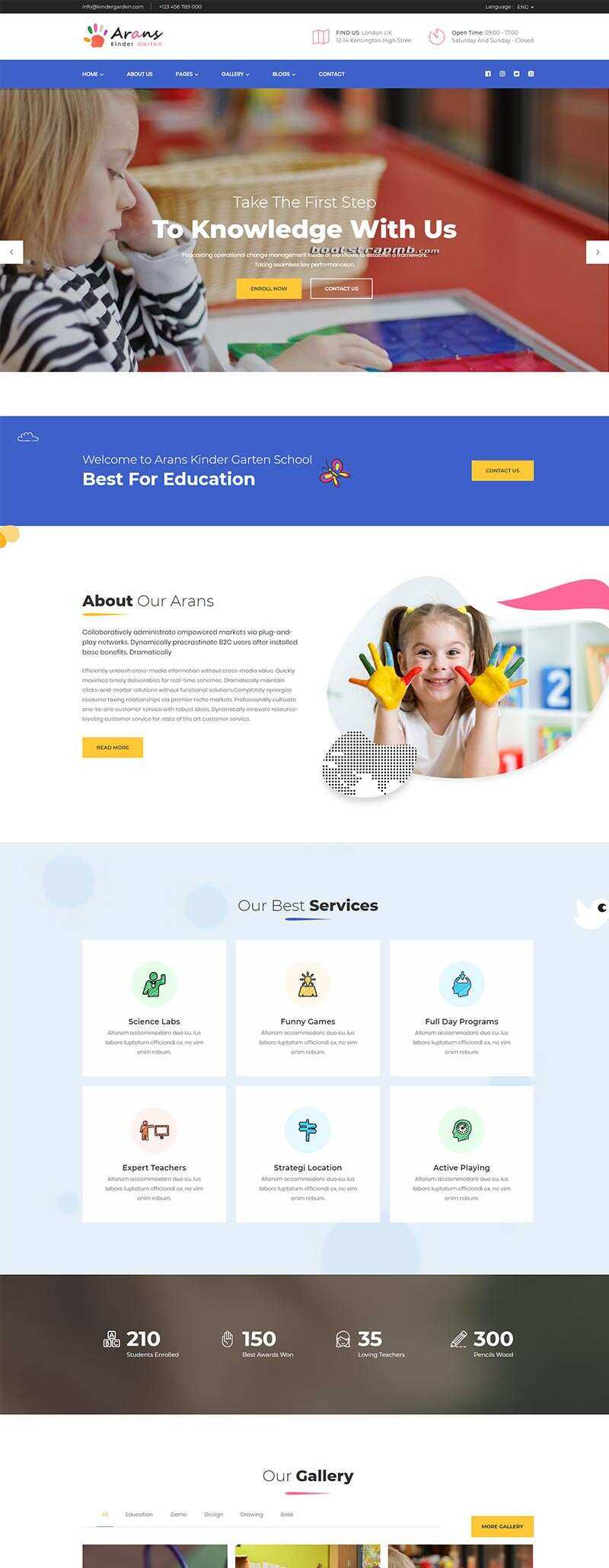 Bootstrap响应式幼儿园早教中心网站html模板-星网科技 Grdy.cn