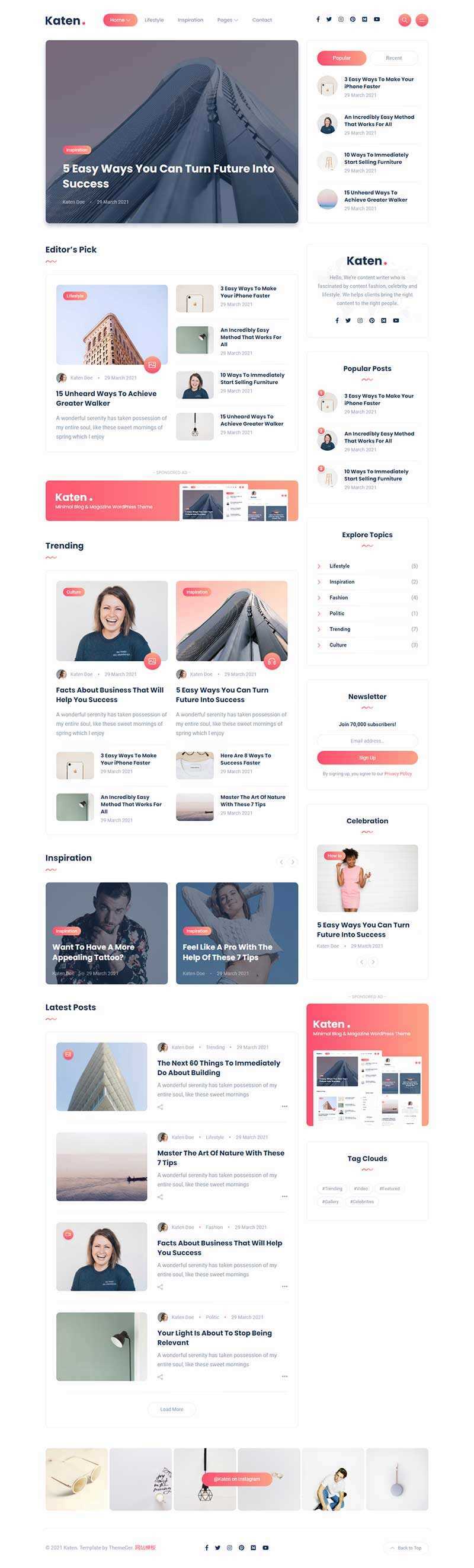 bootstrap响应式博客和杂志HTML模板-星网科技 Grdy.cn