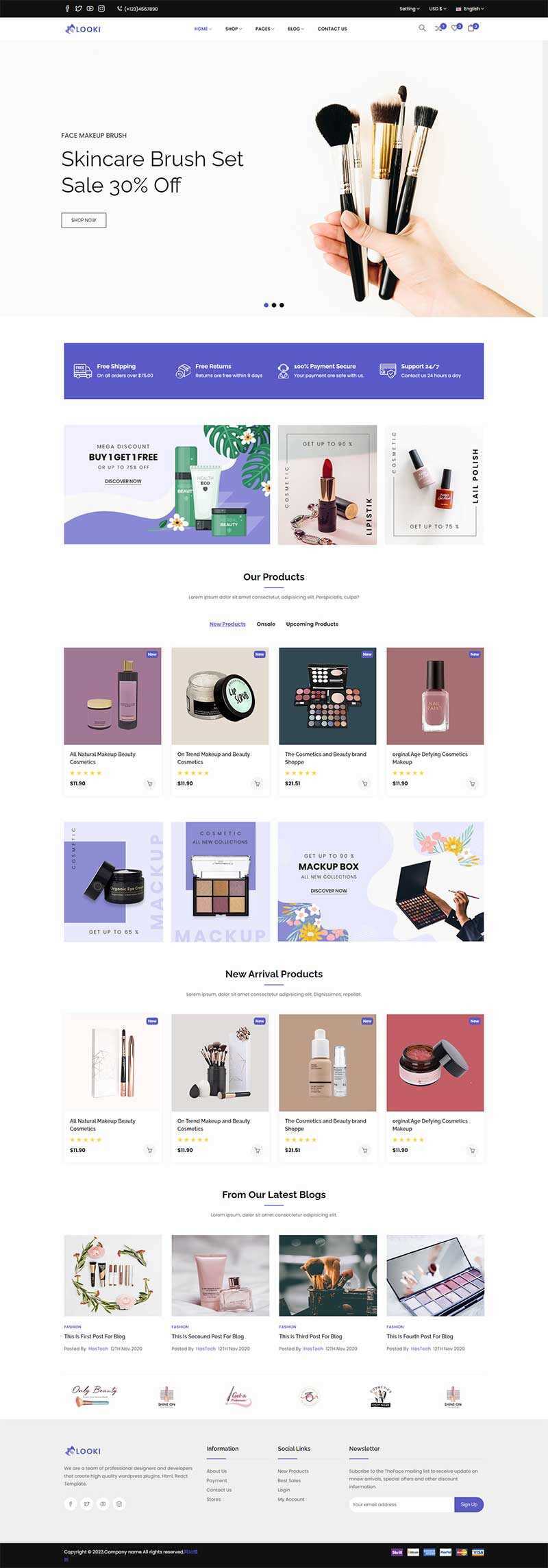 Bootstrap5美容化妆品电子商务html模板-星网科技 Grdy.cn