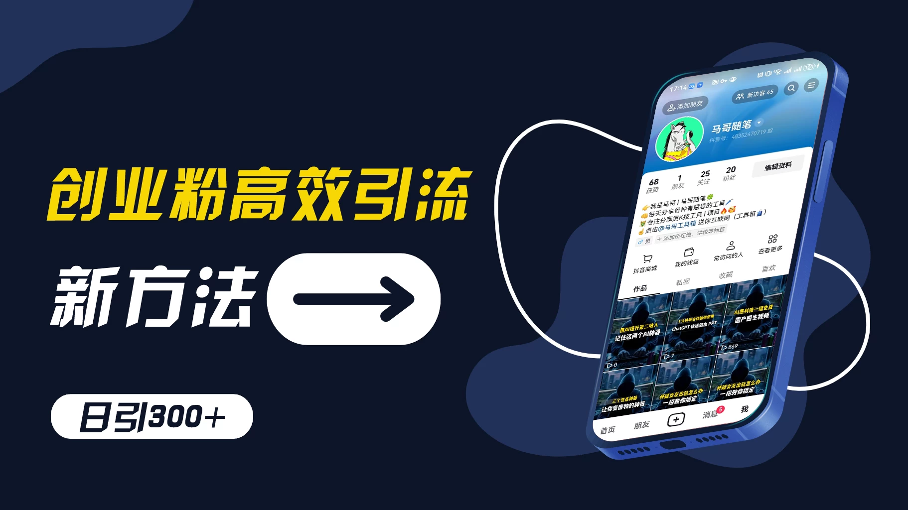 创业粉引流新方法，AI工具号玩法，日引1000+，不要成为学习高手，要成为实战高手-星网科技 Grdy.cn