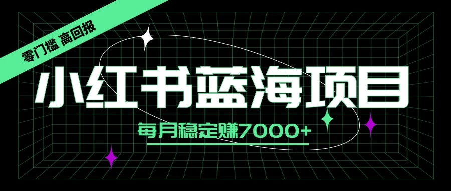 小红书蓝海项目，零门槛、高回报，每月稳定赚7000+-星网科技 Grdy.cn
