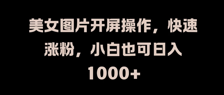 美女图片开屏操作，快速涨粉，小白也可日入1000+-星网科技 Grdy.cn