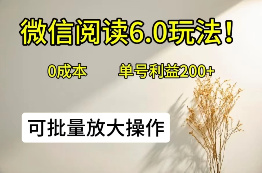 微信阅读6.0玩法！0撸，单号利益200+，可批量放大操作-星网科技 Grdy.cn