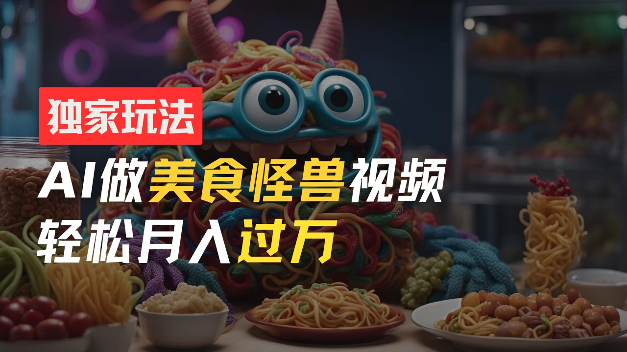 零门槛操作，AI美食怪兽短视频玩法，月入过万新手也能做！-星网科技 Grdy.cn