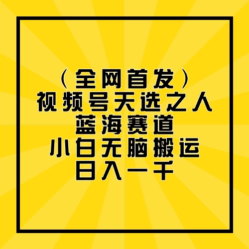 全网首发，视频号天选之人蓝海赛道，小白无脑搬运日入一千-星网科技 Grdy.cn