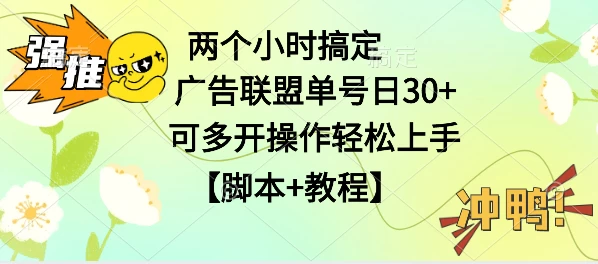 广告联盟掘金，每天2小时稳定收益单号30+可多开，轻松上手，全套详细【脚本+教程】-星网科技 Grdy.cn