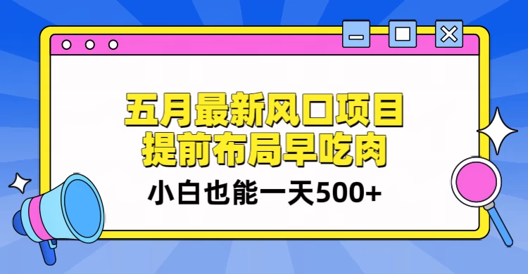 5月最新风口项目，提前布局早吃肉，小白也能一天暴利500+-星网科技 Grdy.cn