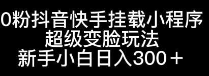 0粉抖音快手挂载小程序，超级变脸玩法，新手小白日入300+-星网科技 Grdy.cn