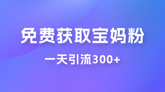 免费玩转获取宝妈粉,一天引流300+,变现超乎你想象 免费玩转获取宝妈粉,一天引流300+,变现超乎你想象
