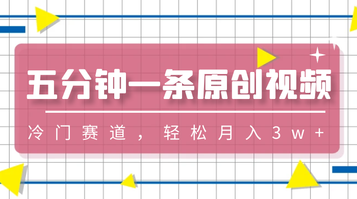 五分钟一条原创视频，冷门赛道，轻松月入3w+-星网科技 Grdy.cn