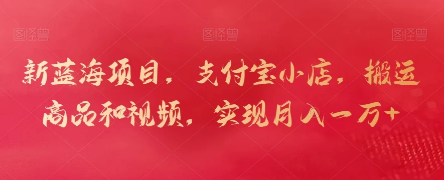 新蓝海项目，支付宝小店，搬运商品和视频，实现月入一万+-星网科技 Grdy.cn