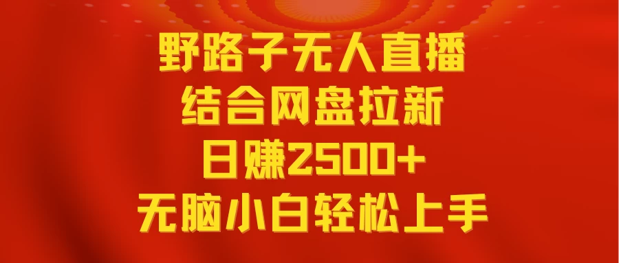 无人直播野路子结合网盘拉新，日赚2500+多平台变现，小白无脑轻松上手操作-星网科技 Grdy.cn