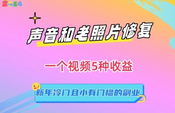 声音和老照片修复，一个视频5种收益，新年冷门且小有门槛的副业【揭秘】-星网科技 Grdy.cn