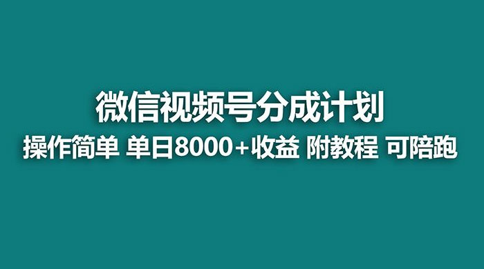 蓝海项目，视频号分成计划，单天收益 8000+，附玩法教程-星网科技 Grdy.cn