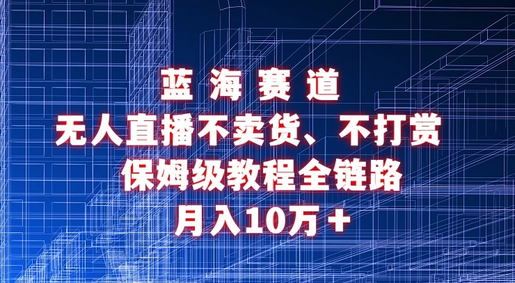 无人直播不卖货、不打赏保姆级教程全链路 月入10万＋-星网科技 Grdy.cn