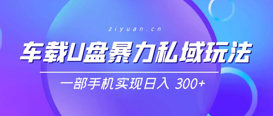 车载 U 盘暴力私域玩法：一部手机实现日入 300+-星网科技 Grdy.cn
