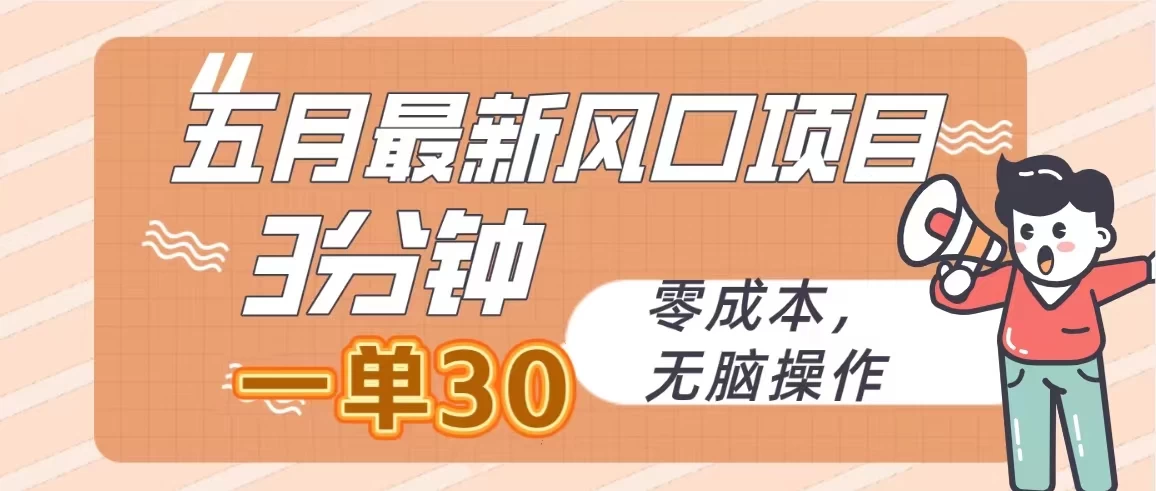 五月最新风口项目，3分钟一单30，无脑操作，零成本-星网科技 Grdy.cn