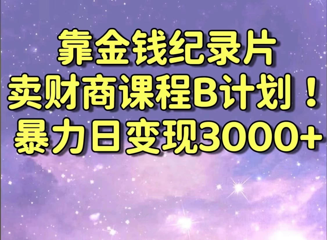 靠金钱纪录片卖财商课程，暴力日变现3000+，喂饭级干货教学！！-星网科技 Grdy.cn