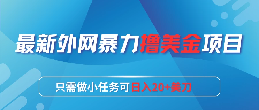 最新外网暴力撸美金项目，只需做小任务可日入20+美刀-星网科技 Grdy.cn