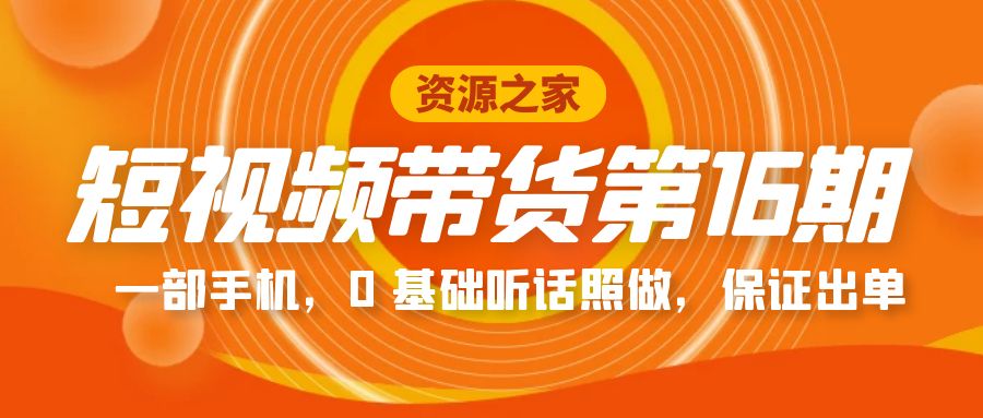 短视频带货第 16 期：一部手机，0 基础听话照做，保证出单完整版「赠 5 – 15 期」-星网科技 Grdy.cn
