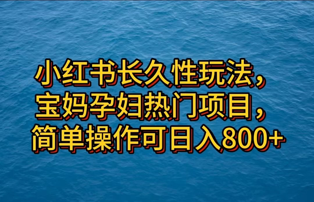 小红书长久性玩法，宝妈孕妇热门项目，简单操作可日入800+-星网科技 Grdy.cn