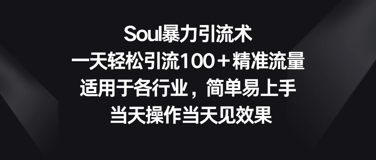 Soul暴力引流术，一天轻松引流100＋精准流量，适用于各行业，简单易上手 当天操作当天见效果-星网科技 Grdy.cn