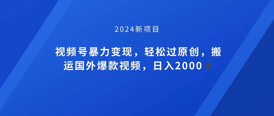 视频号创作者分成计划，搬运国外爆款视频，100%过原创，小白也能品22000+-星网科技 Grdy.cn