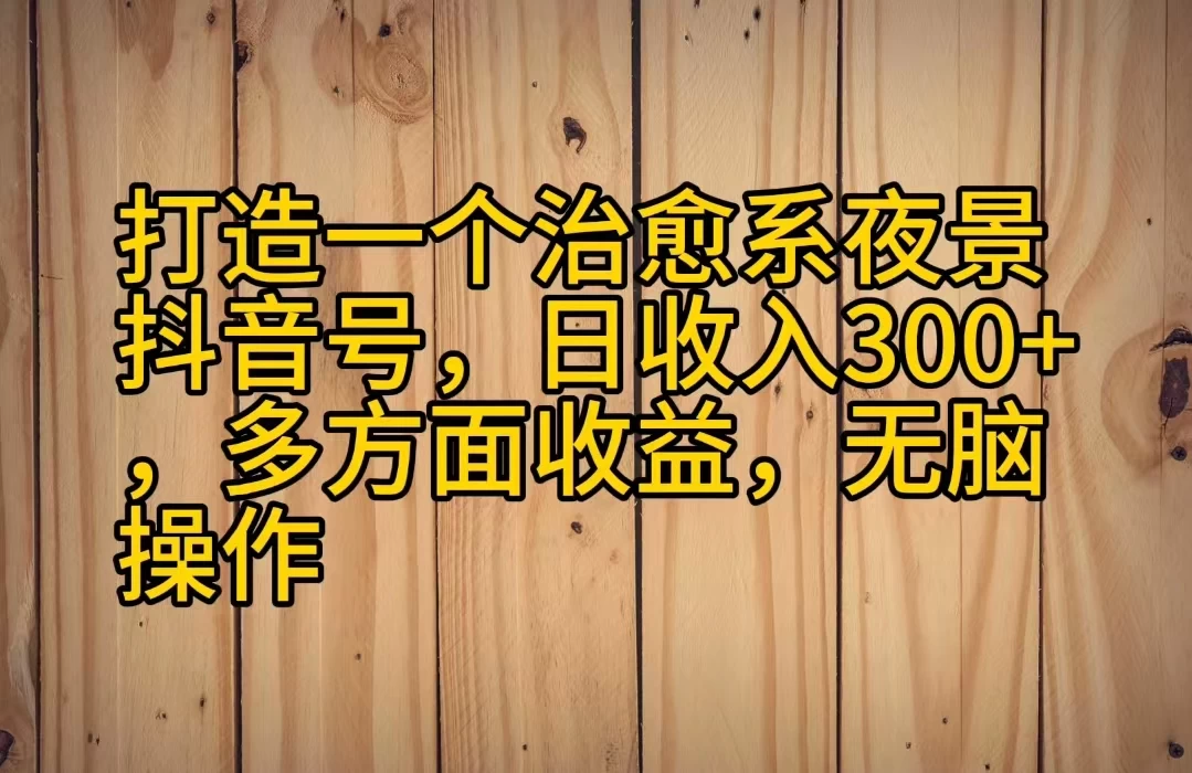 打造一个治愈系夜景抖音号，日收入300+，多方面收益，无脑操作-星网科技 Grdy.cn