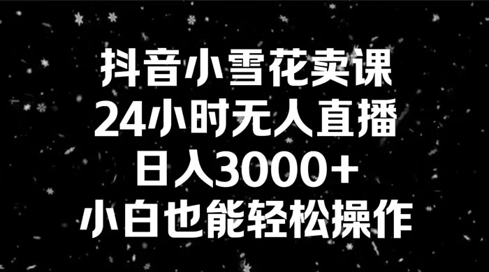 抖音小雪花卖课，24 小时无人直播，日入 3000+ ，小白也能轻松操作-星网科技 Grdy.cn