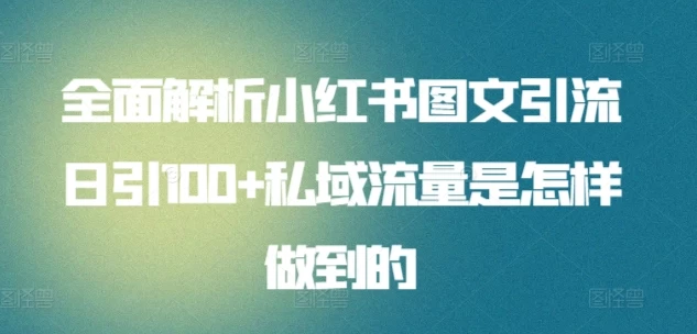 全面解析小红书图文引流日引100私域流量是怎样做到的-星网科技 Grdy.cn