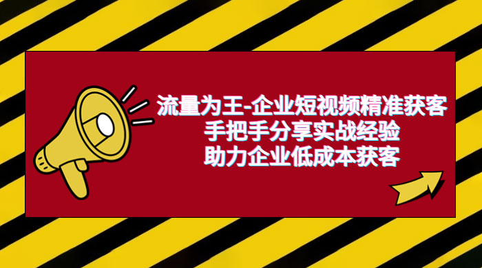流量为王 · 企业短视频精准获客：手把手分享实战经验，助力企业低成本获客-星网科技 Grdy.cn