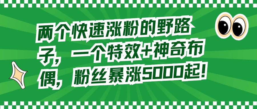 两个快速涨粉的野路子，一个特效+神奇布偶，粉丝暴涨 5000 起-星网科技 Grdy.cn