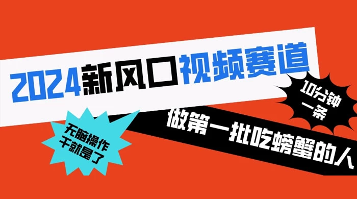 2024 新风口视频赛道，做第一批吃螃蟹的人，10 分钟一条原创视频，小白无脑操作-星网科技 Grdy.cn