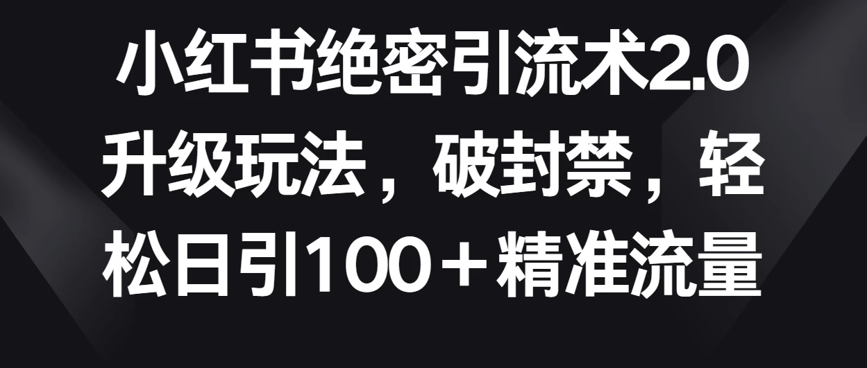 小红书绝密引流术2.0升级玩法，破封禁，轻松日引100＋精准流量-星网科技 Grdy.cn