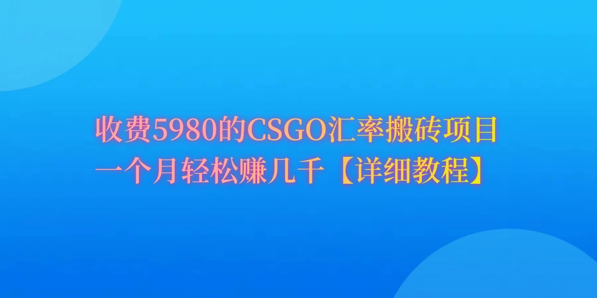 CSGO装备搬砖，月综合收益率高达60%，你也可以！-星网科技 Grdy.cn