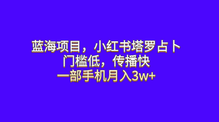 蓝海项目，小红书塔罗占卜：门槛低，传播快，一部手机月入五位数-星网科技 Grdy.cn
