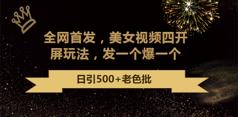 最新成人引流玩法，美女视频四开屏玩法，发一个爆一个，日引流500+精准-星网科技 Grdy.cn