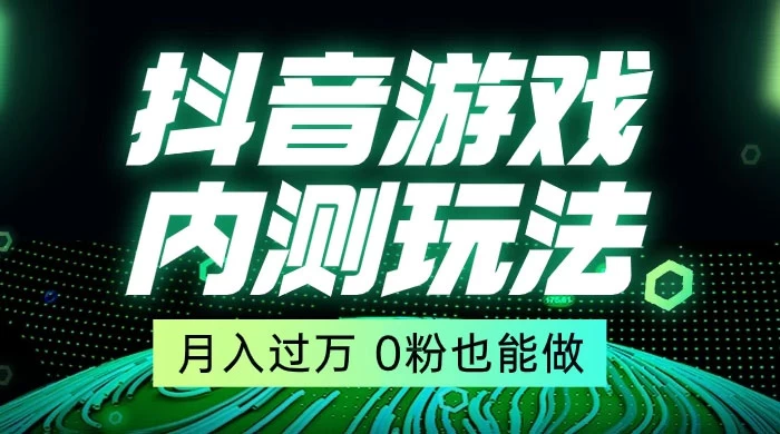 外面在卖价值 2980 的抖音游戏内测玩法，独创自撸技术，轻轻松松日入 500+-星网科技 Grdy.cn